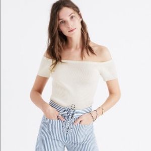 Madewell Off Shoulder Ribbed Sweater Top